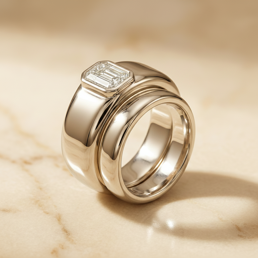 The Remi Matching Wedding Band, Emerald in Platinum | RockHer