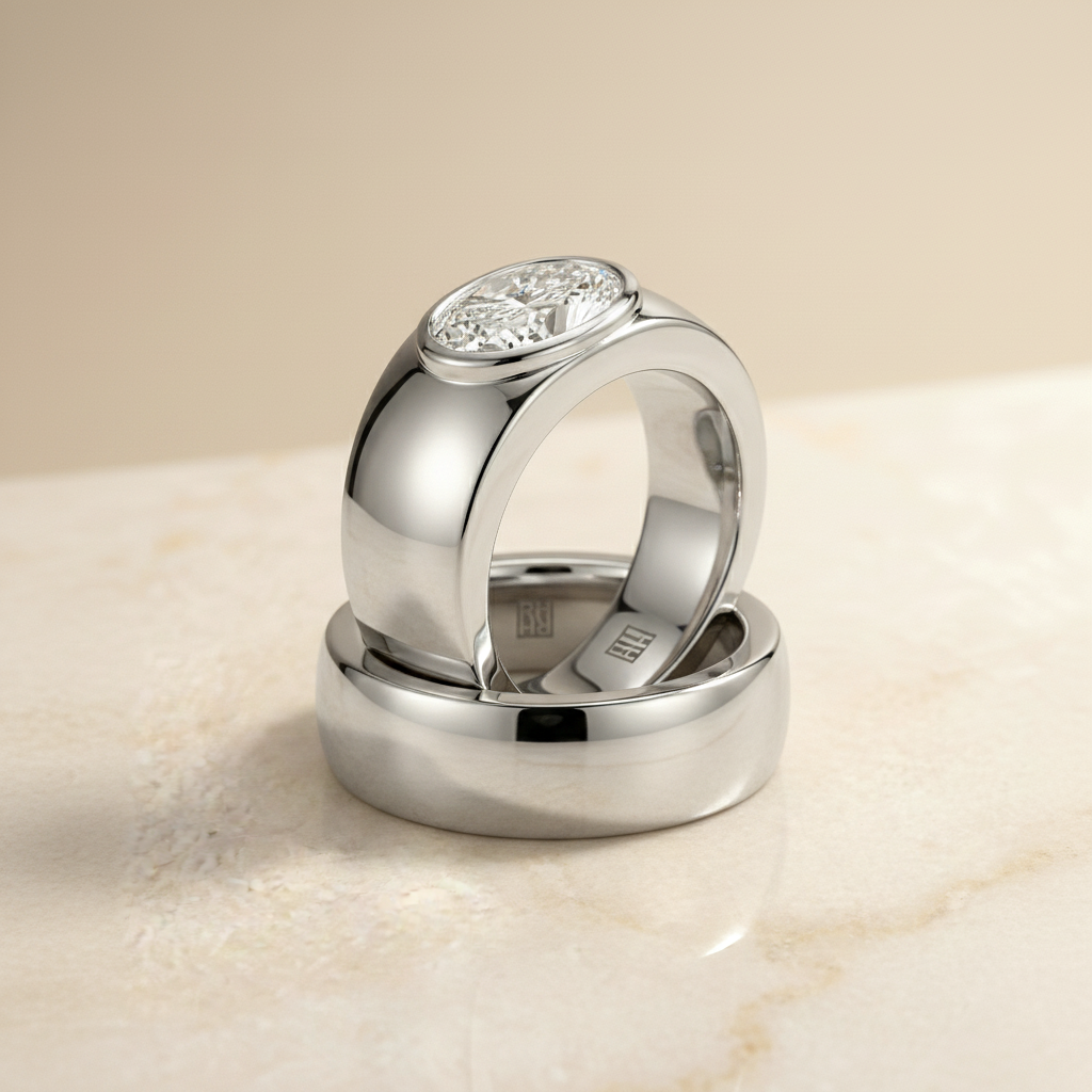The Remi Matching Wedding Band, Oval in Platinum | RockHer