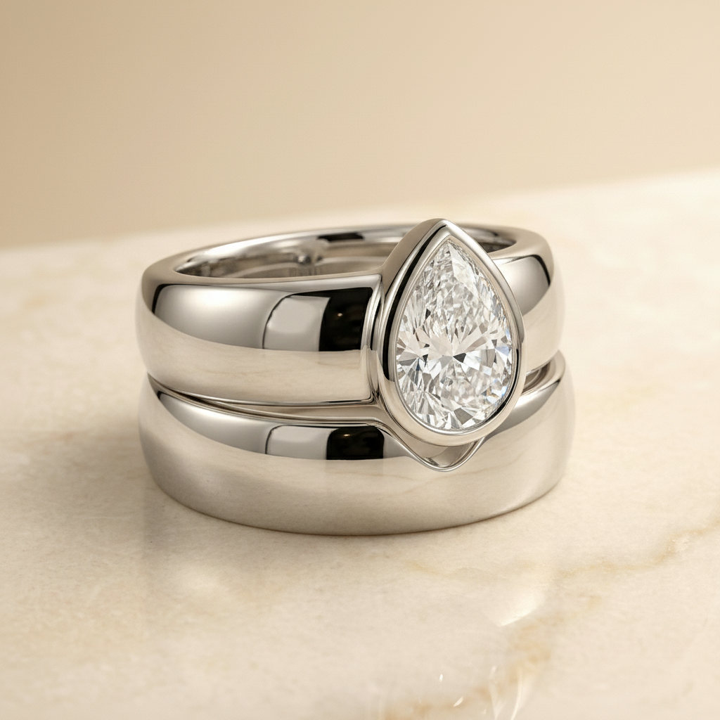The Remi Matching Wedding Band, Pear in Platinum | RockHer