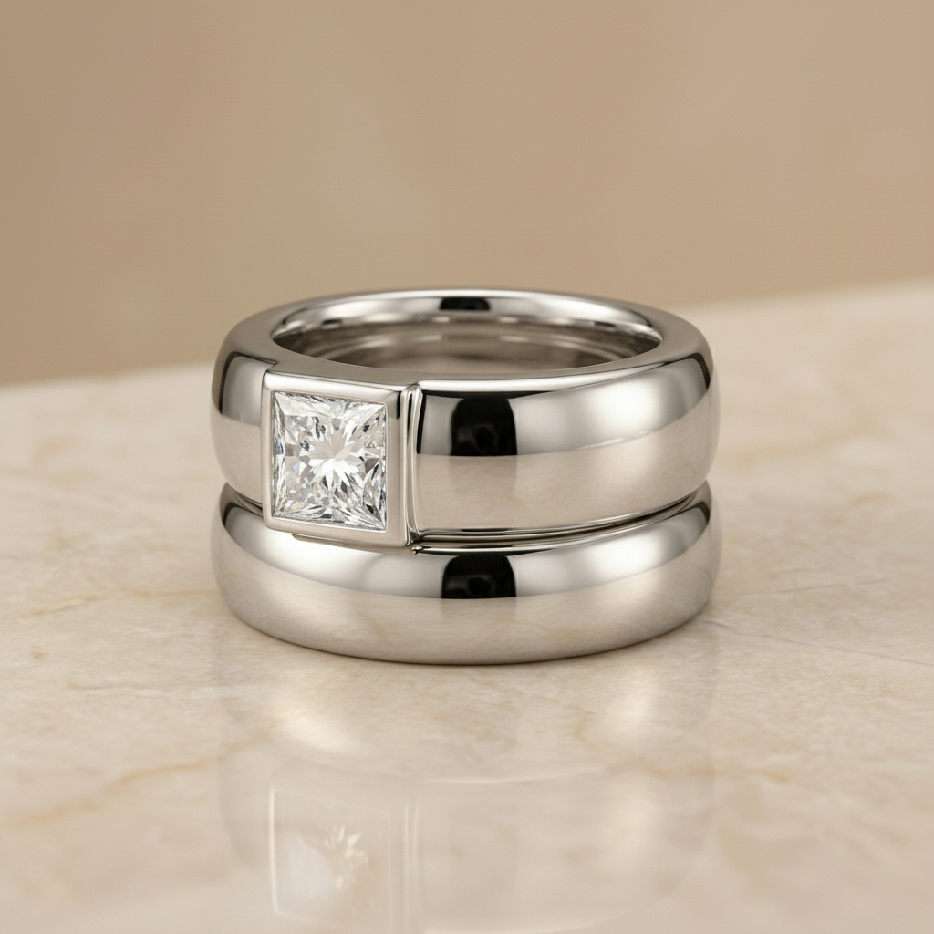 The Remi Matching Wedding Band, Princess in Platinum | RockHer