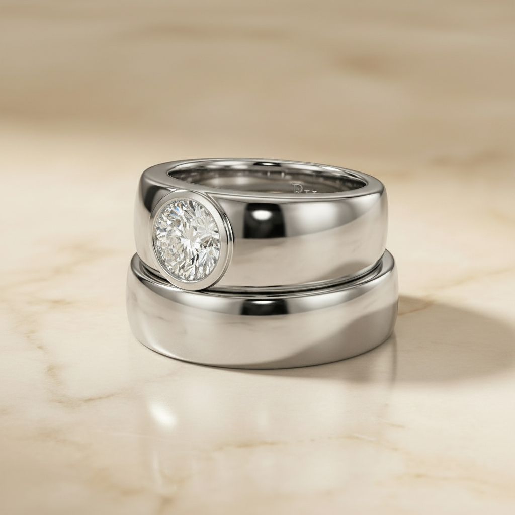 The Remi Matching Wedding Band, Round in Platinum | RockHer