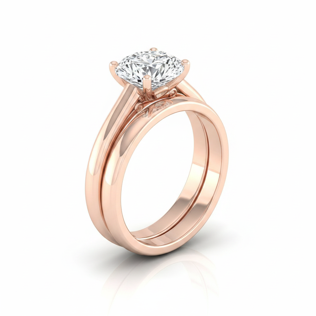 The Rio Matching Wedding Band, Oval in 14K Rose Gold
