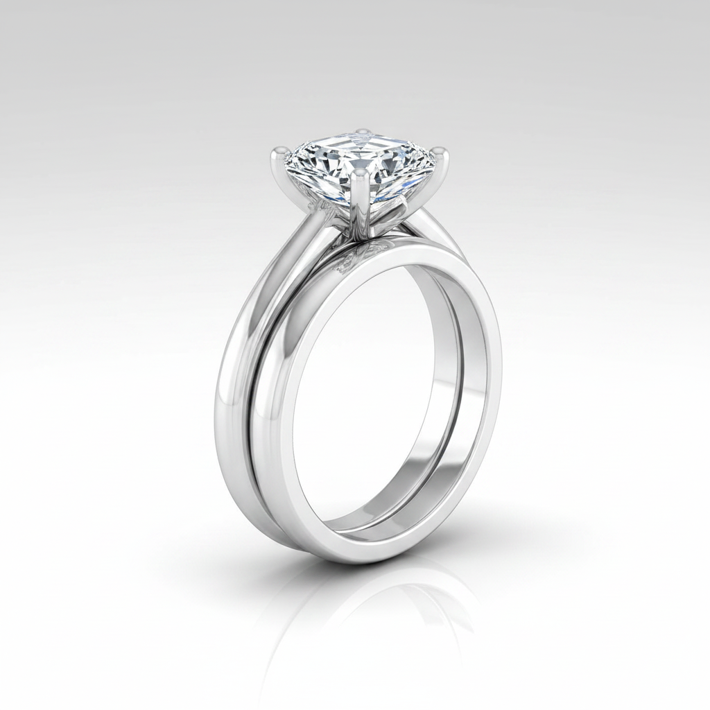 The Rio Matching Wedding Band, Asscher in 18K White Gold