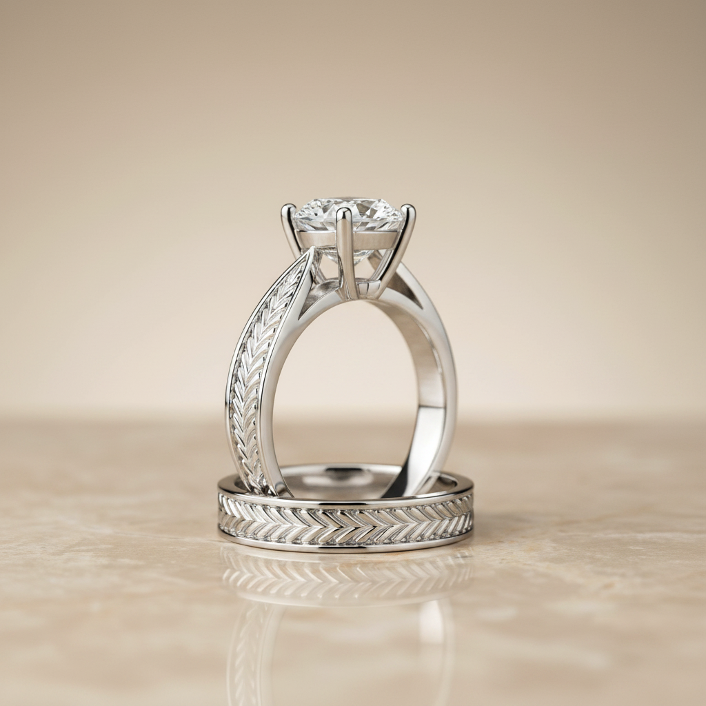The Roberta Matching Wedding Band, Cushion in 18K White Gold
