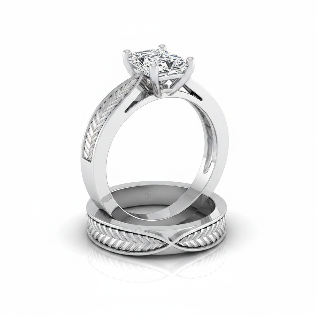 The Roberta Matching Wedding Band, Radiant in 18K White Gold