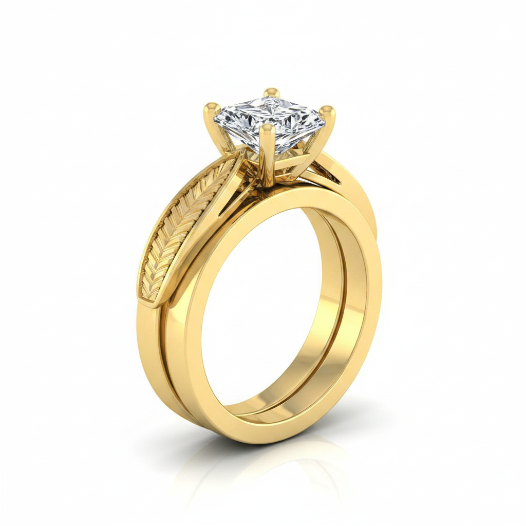 The Roberta Matching Wedding Band, Radiant in 18K Yellow Gold