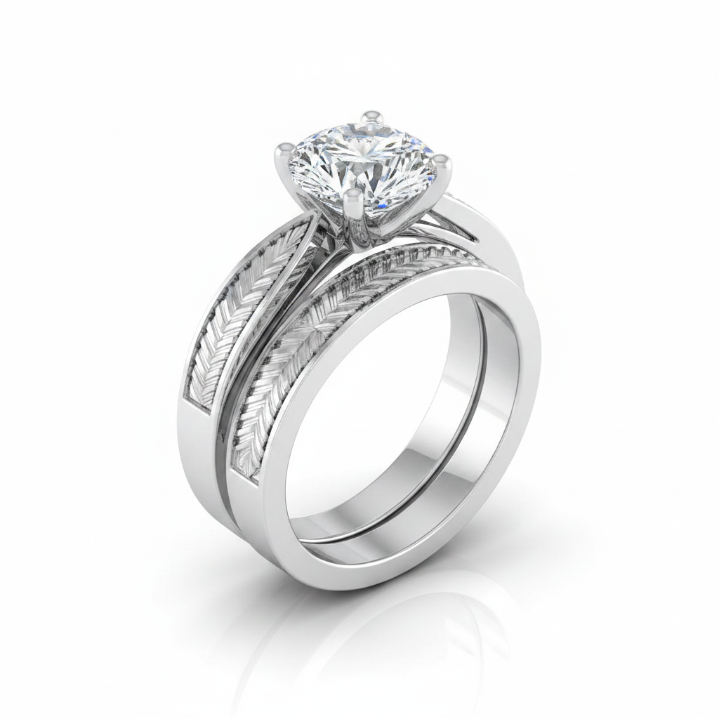 The Roberta Matching Wedding Band, Round in Platinum