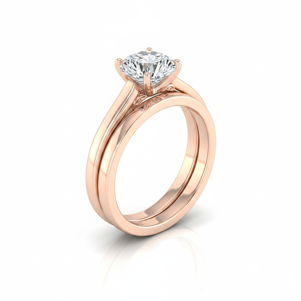 The Rosalie Matching Wedding Band, Round in 14K Rose Gold