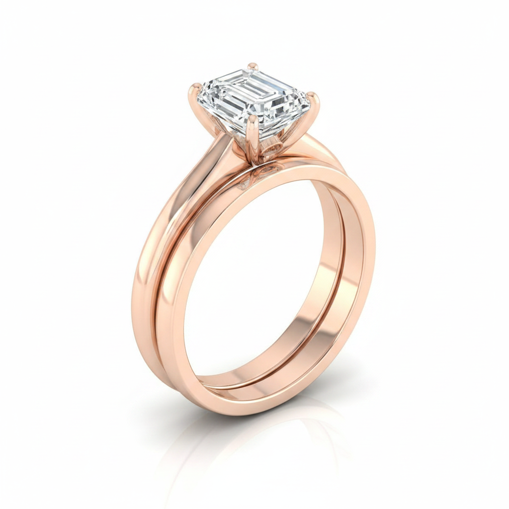 The Rosanna Matching Wedding Band, Emerald in 14K Rose Gold | RockHer