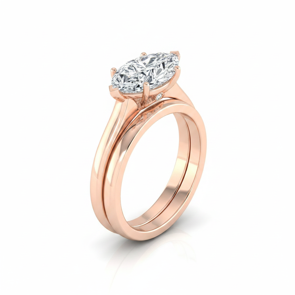 The Rosanna Matching Wedding Band, Marquise in 14K Rose Gold | RockHer