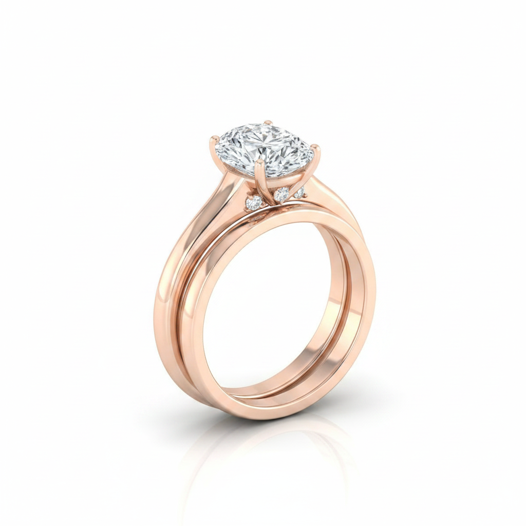 The Rosanna Matching Wedding Band, Oval in 14K Rose Gold | RockHer