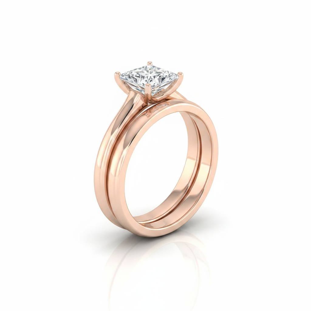 The Rosanna Matching Wedding Band, Princess in 14K Rose Gold | RockHer