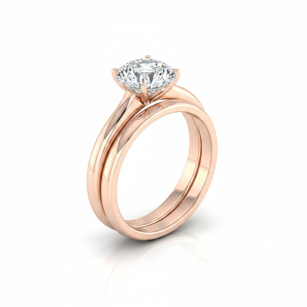 The Rosanna Matching Wedding Band, Round in 14K Rose Gold | RockHer