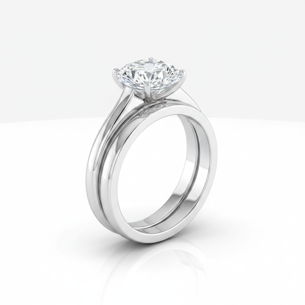 The Rosanna Matching Wedding Band, Oval in 18K White Gold | RockHer