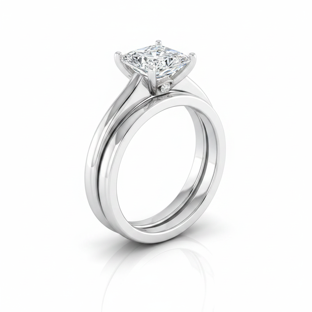 The Rosanna Matching Wedding Band, Princess in 18K White Gold | RockHer