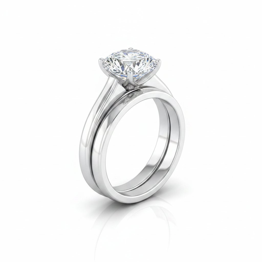 The Rosanna Matching Wedding Band, Round in 18K White Gold | RockHer