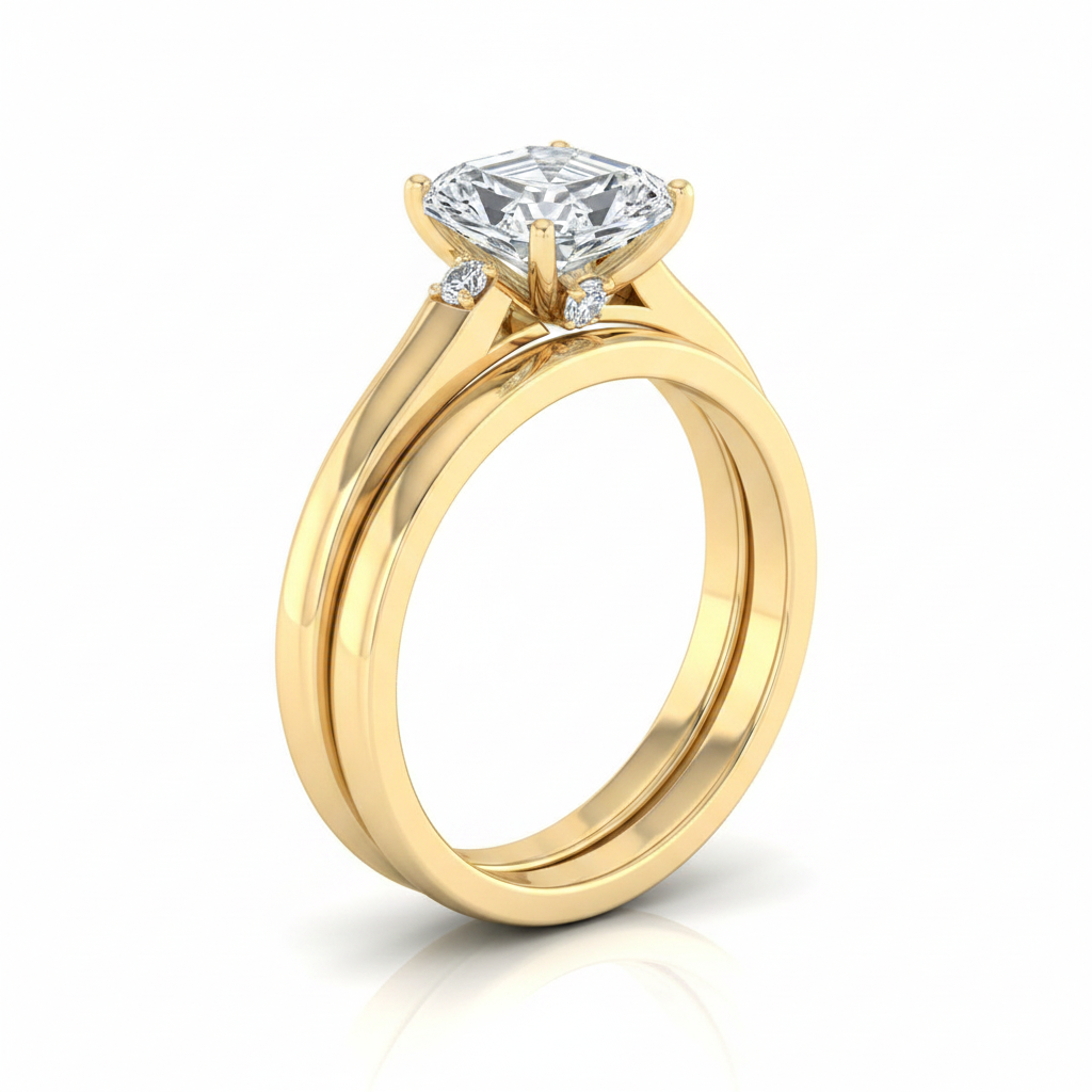 The Rosanna Matching Wedding Band, Asscher in 18K Yellow Gold | RockHer