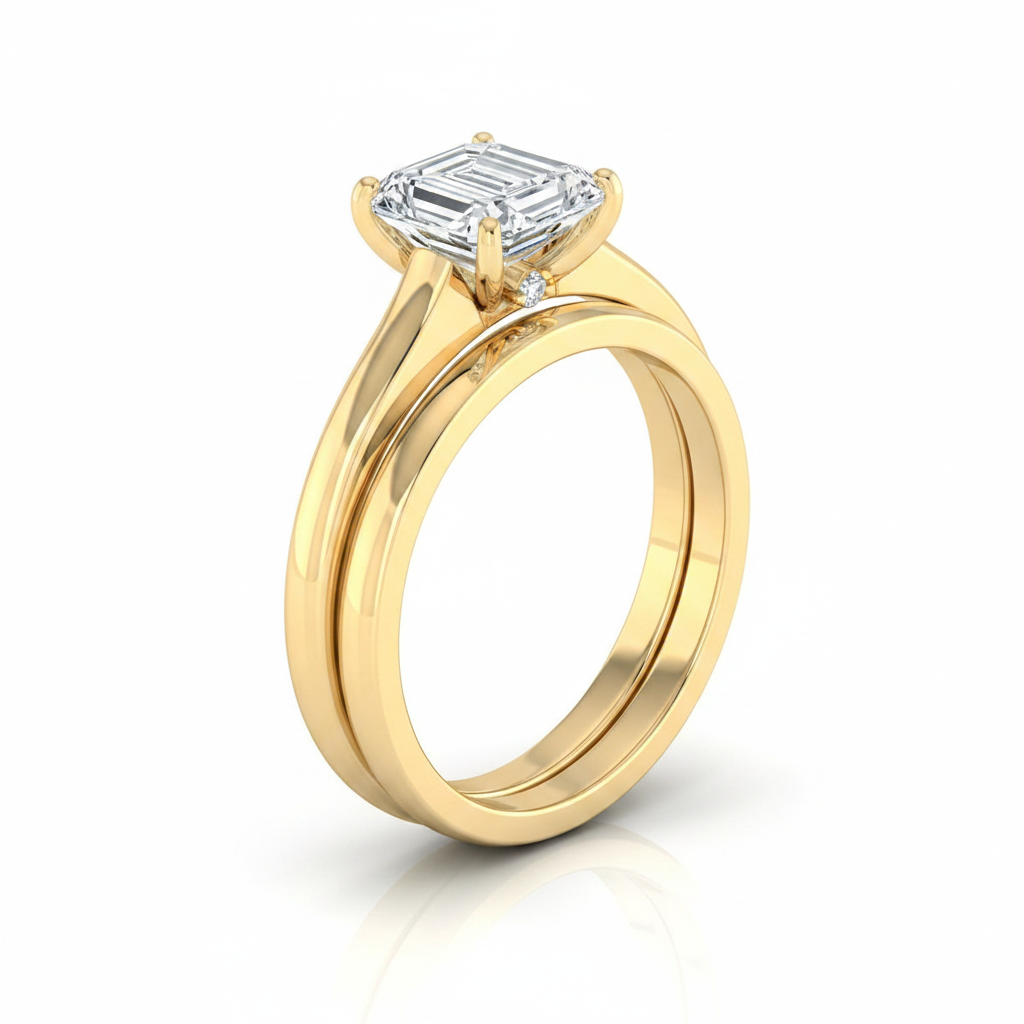 The Rosanna Matching Wedding Band, Emerald in 18K Yellow Gold | RockHer