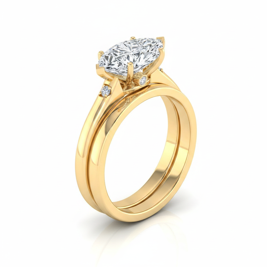 The Rosanna Matching Wedding Band, Marquise in 18K Yellow Gold | RockHer