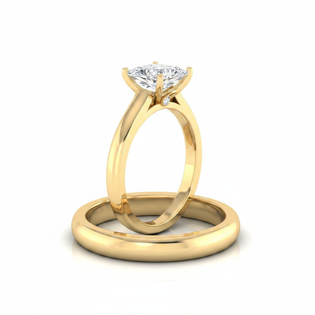 The Rosanna Matching Wedding Band, Princess in 18K Yellow Gold | RockHer