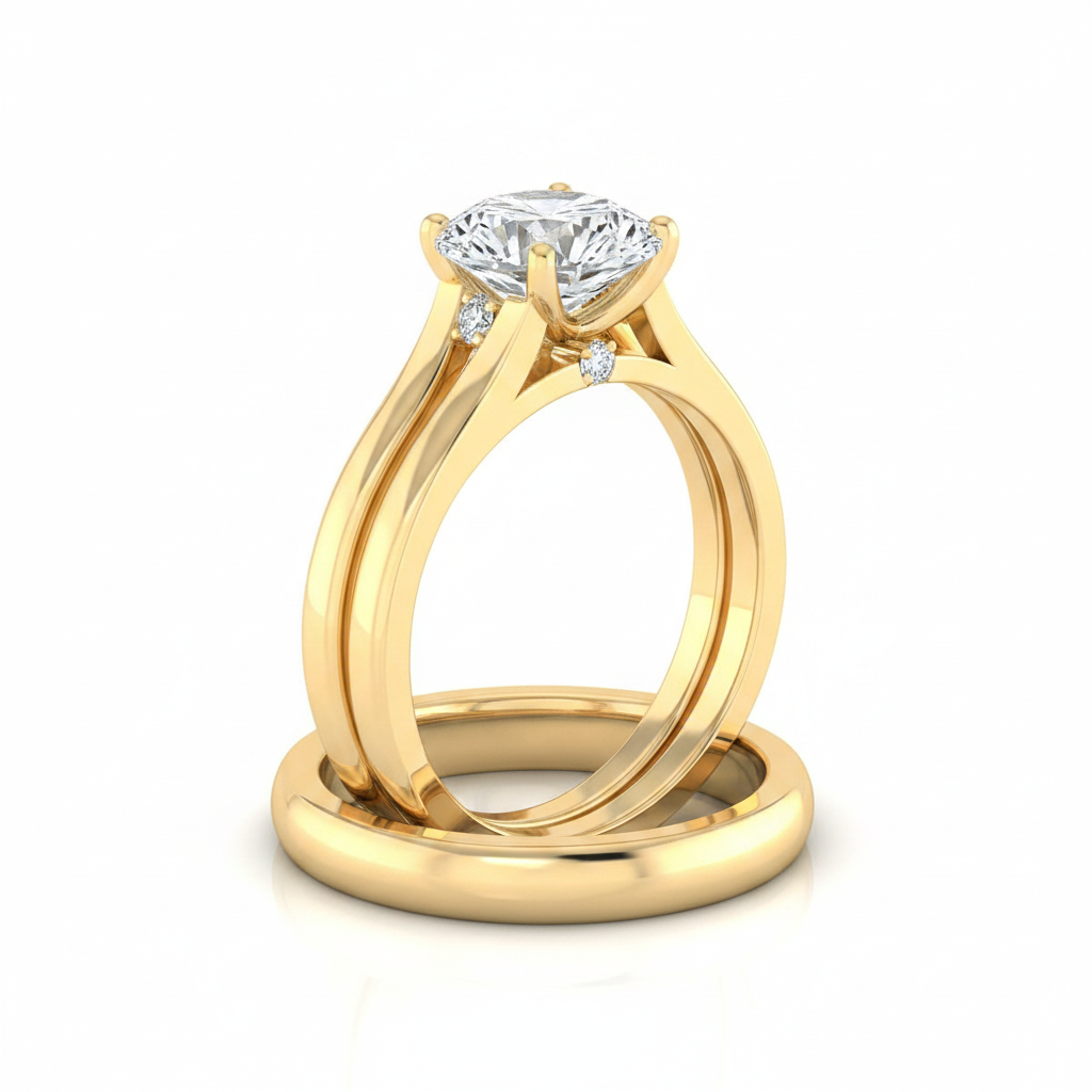 The Rosanna Matching Wedding Band, Round in 18K Yellow Gold | RockHer