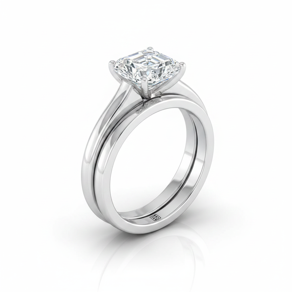 The Rosanna Matching Wedding Band, Asscher in Platinum | RockHer