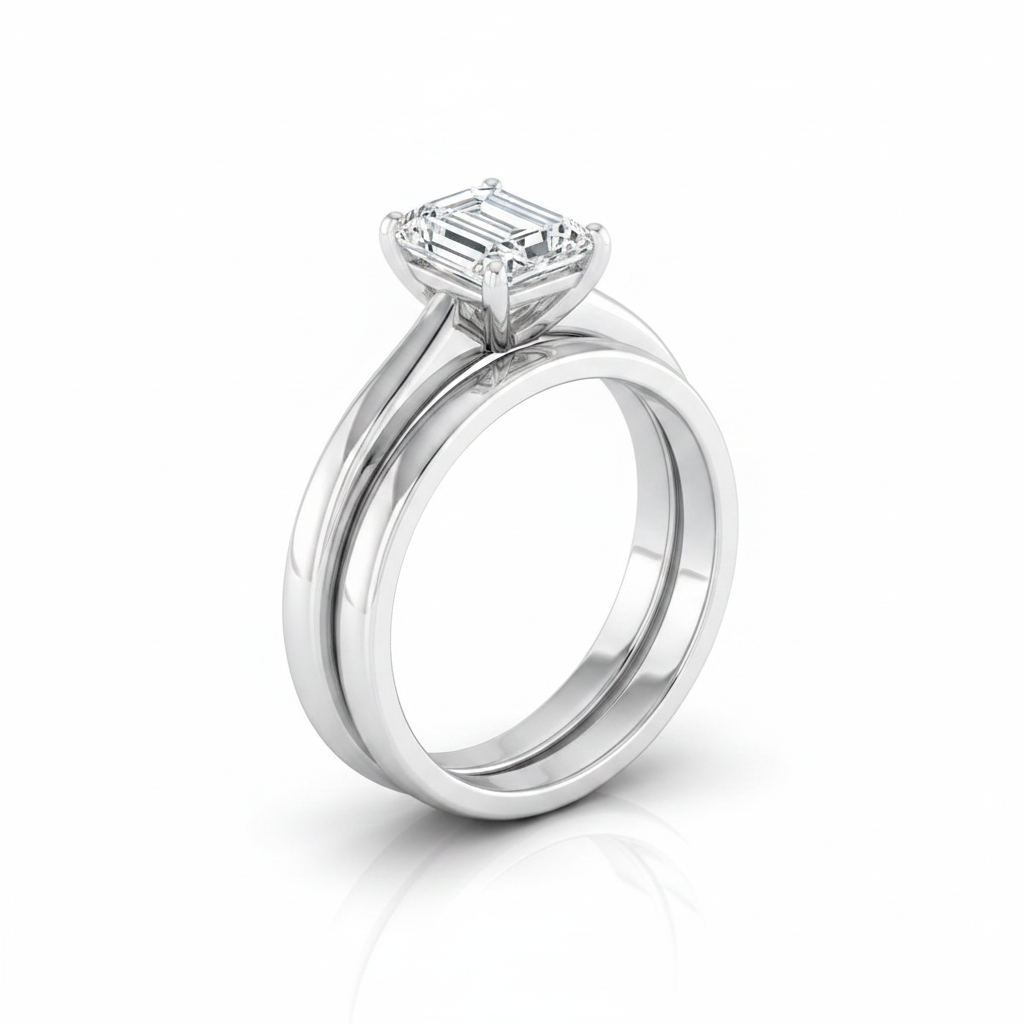 The Rosanna Matching Wedding Band, Emerald in Platinum | RockHer