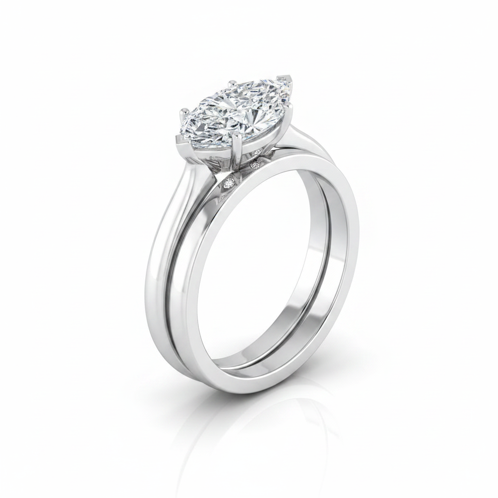 The Rosanna Matching Wedding Band, Marquise in Platinum | RockHer