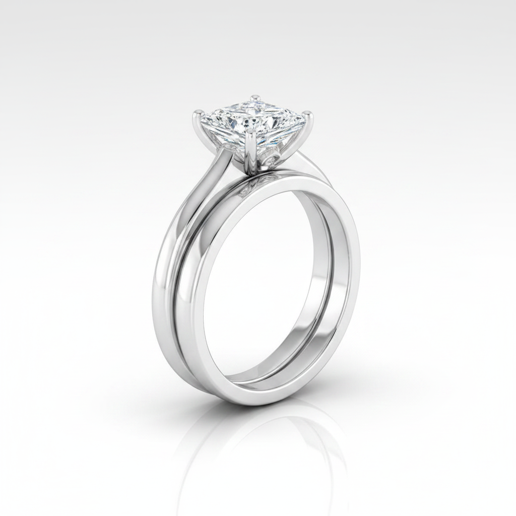The Rosanna Matching Wedding Band, Princess in Platinum | RockHer