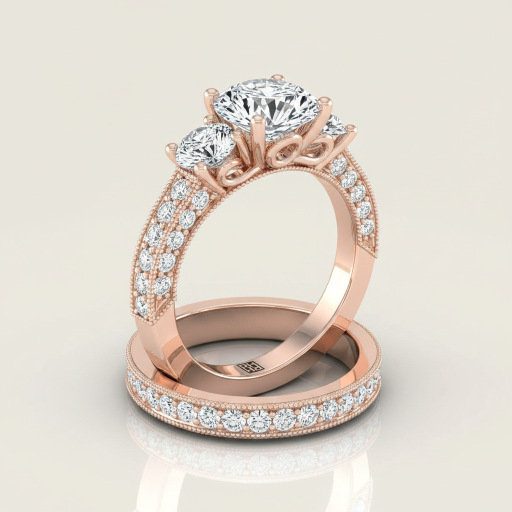 The Rosie Matching Wedding Band, Round in 14K Rose Gold