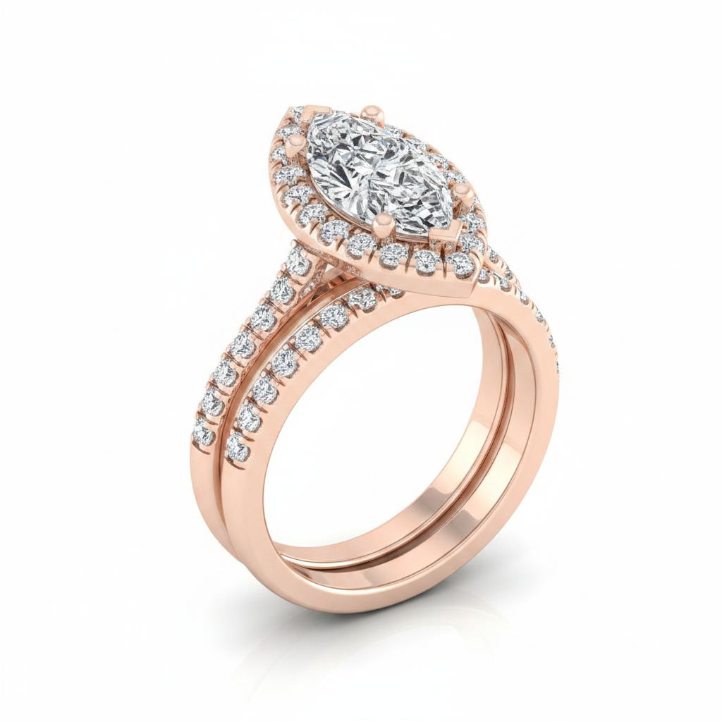 The Sade Matching Wedding Band, Marquise in 14K Rose Gold