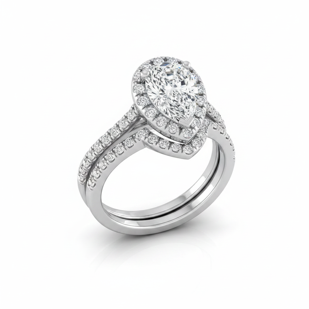 The Sade Matching Wedding Band, Pear in Platinum