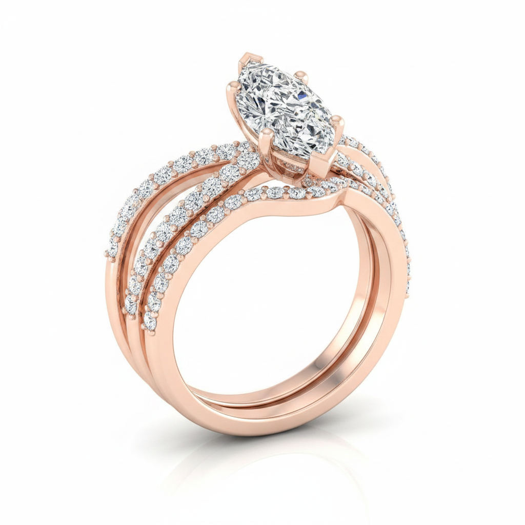 The Sadie Matching Wedding Band, Marquise in 14K Rose Gold