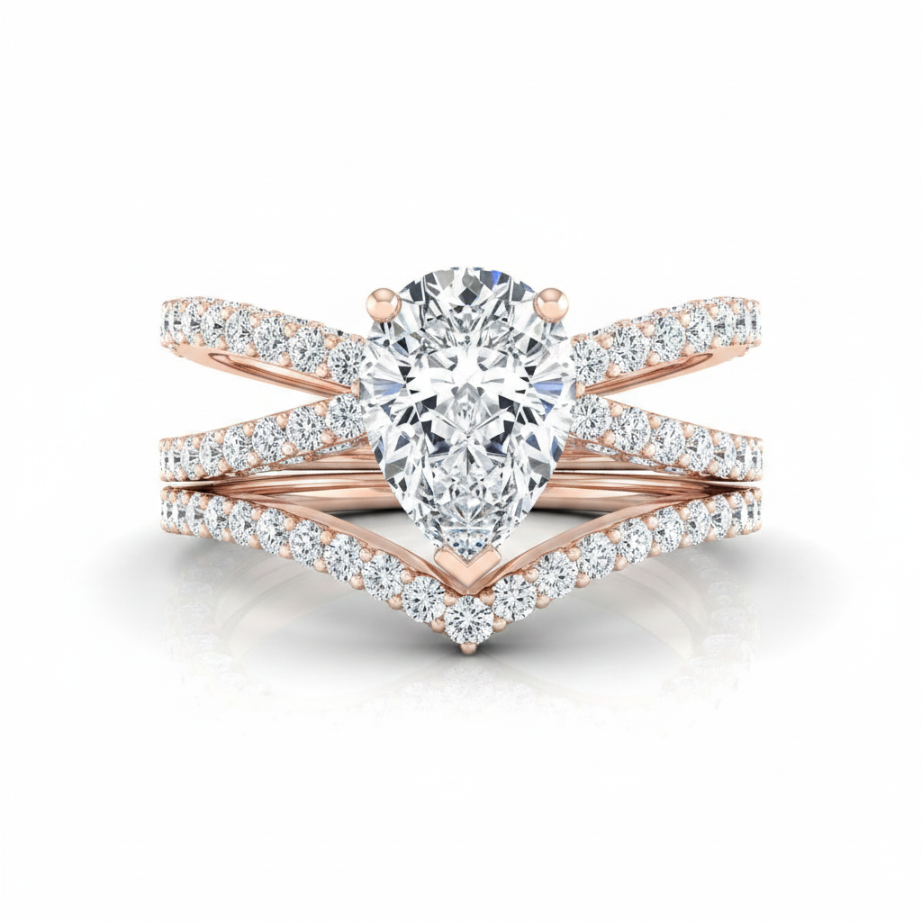 The Sadie Matching Wedding Band, Pear in 14K Rose Gold