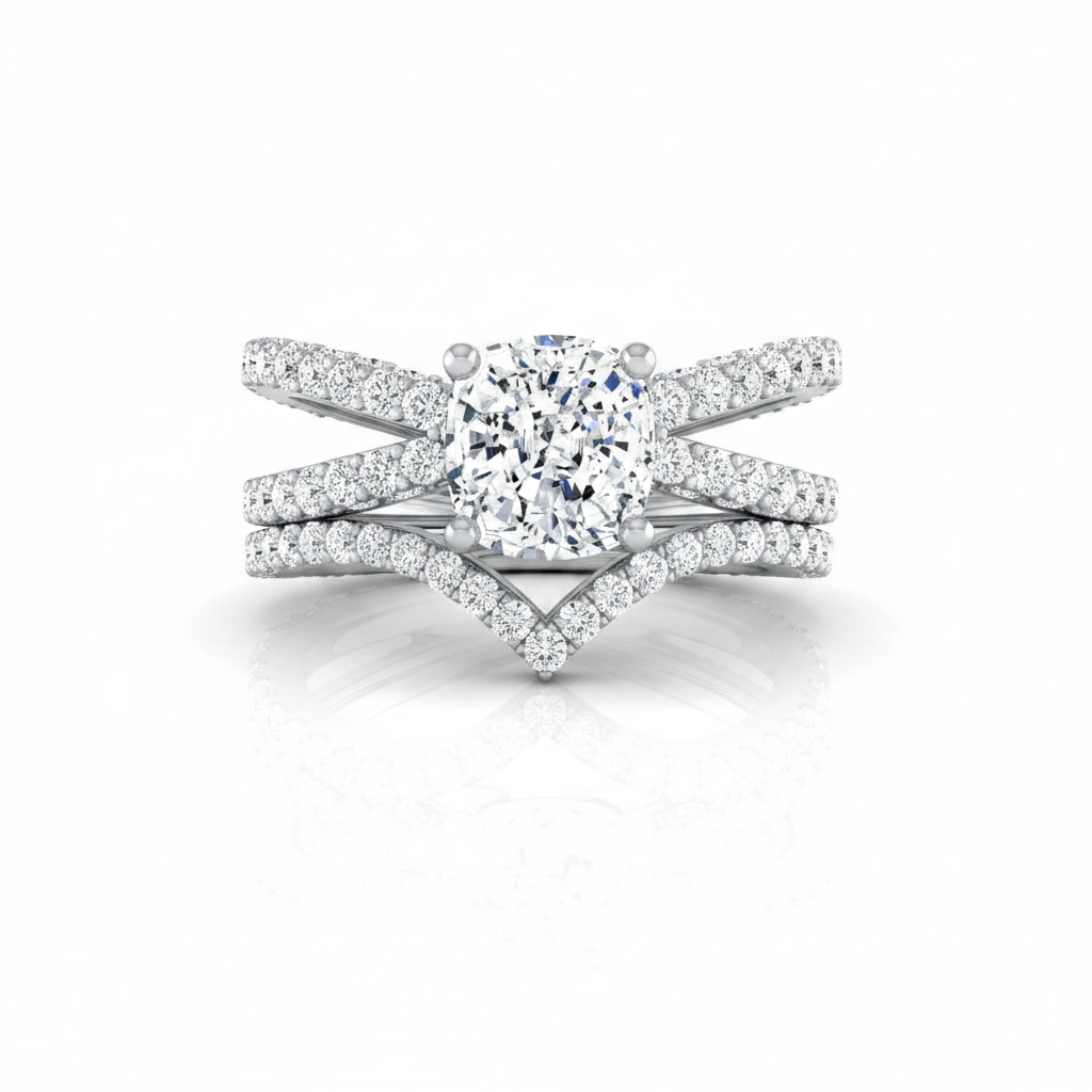 The Sadie Matching Wedding Band, Cushion in 18K White Gold
