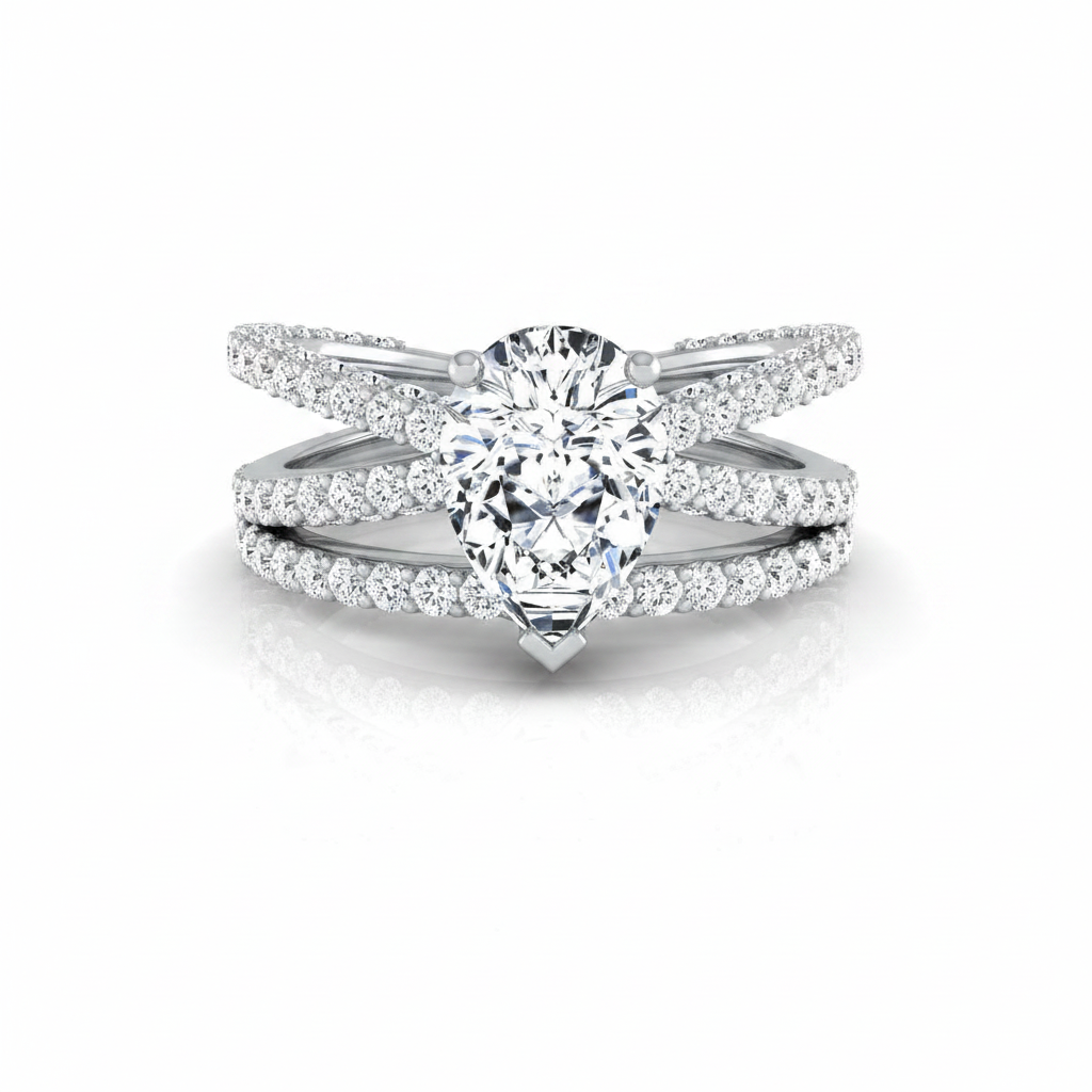 The Sadie Matching Wedding Band, Pear in 18K White Gold