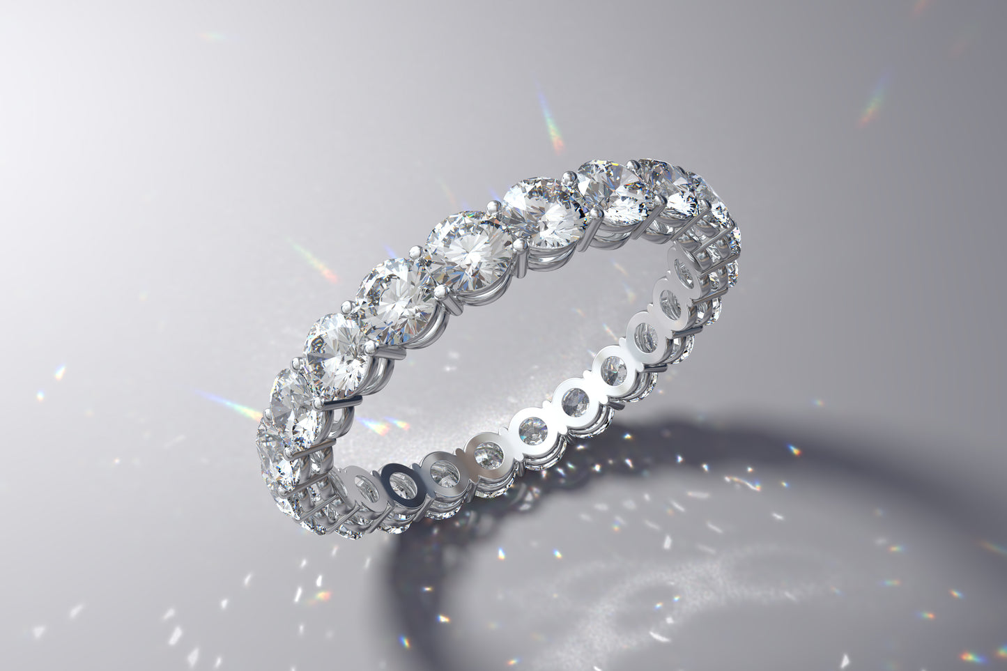 Lab Grown Diamond Eternity Ring – Round Cut, Colorless VS, IGI Certified – 1 to 5 Carats – 14K White or Yellow Gold