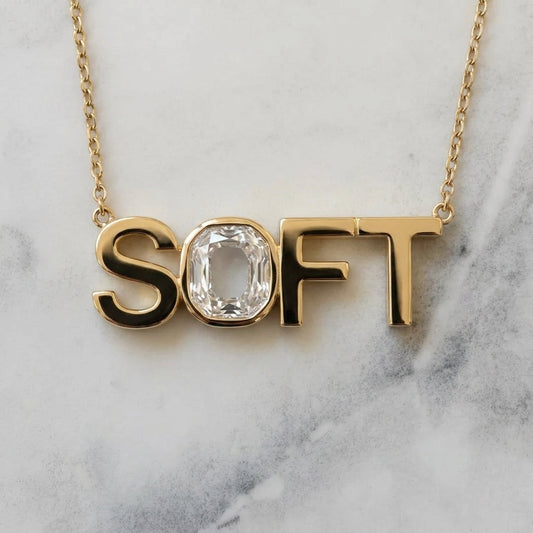SOFT lab-grown diamond letter necklace in 14K Yellow Gold