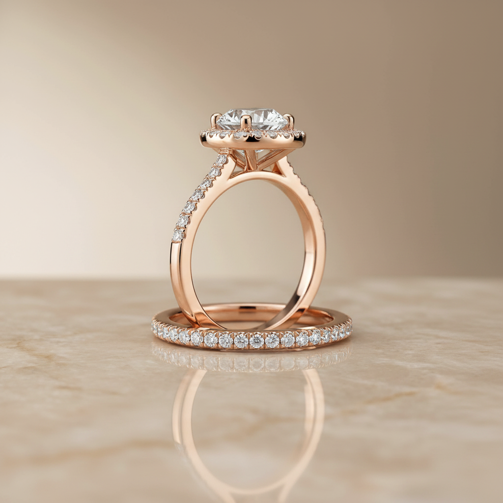 The Sonata Matching Wedding Band, Round in 14K Rose Gold