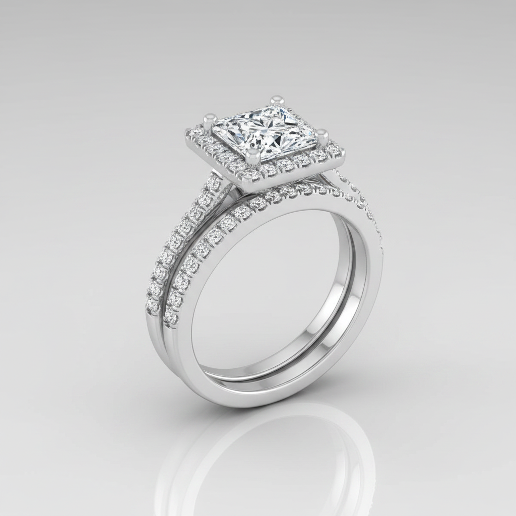The Sonata Matching Wedding Band, Princess in 18K White Gold