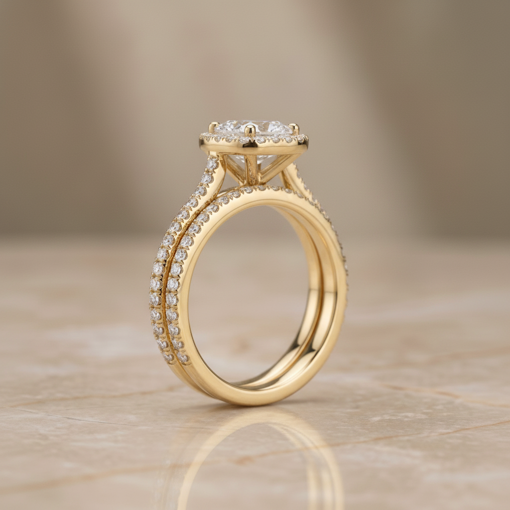 The Sonata Matching Wedding Band, Cushion in 18K Yellow Gold