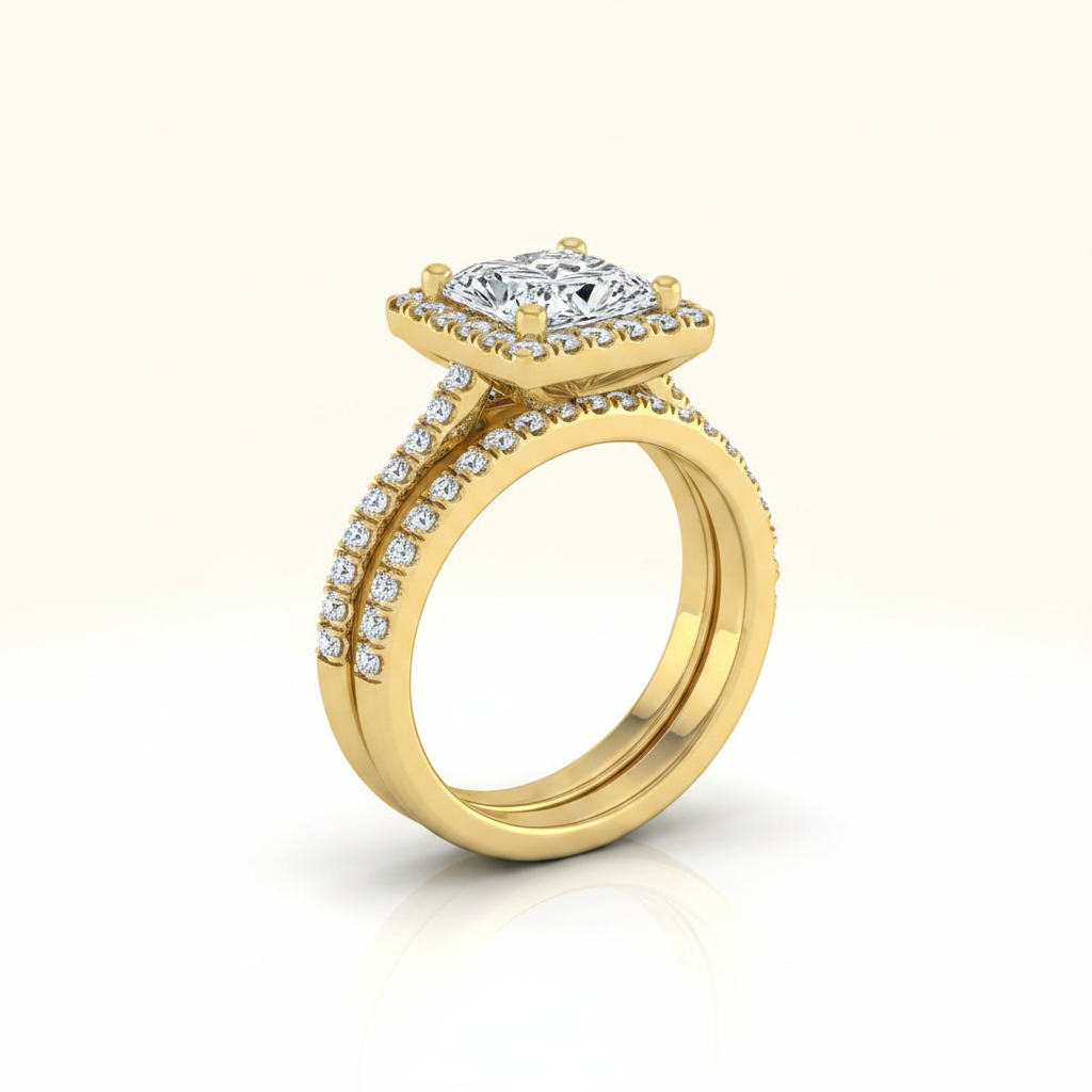 The Sonata Matching Wedding Band, Princess in 18K Yellow Gold