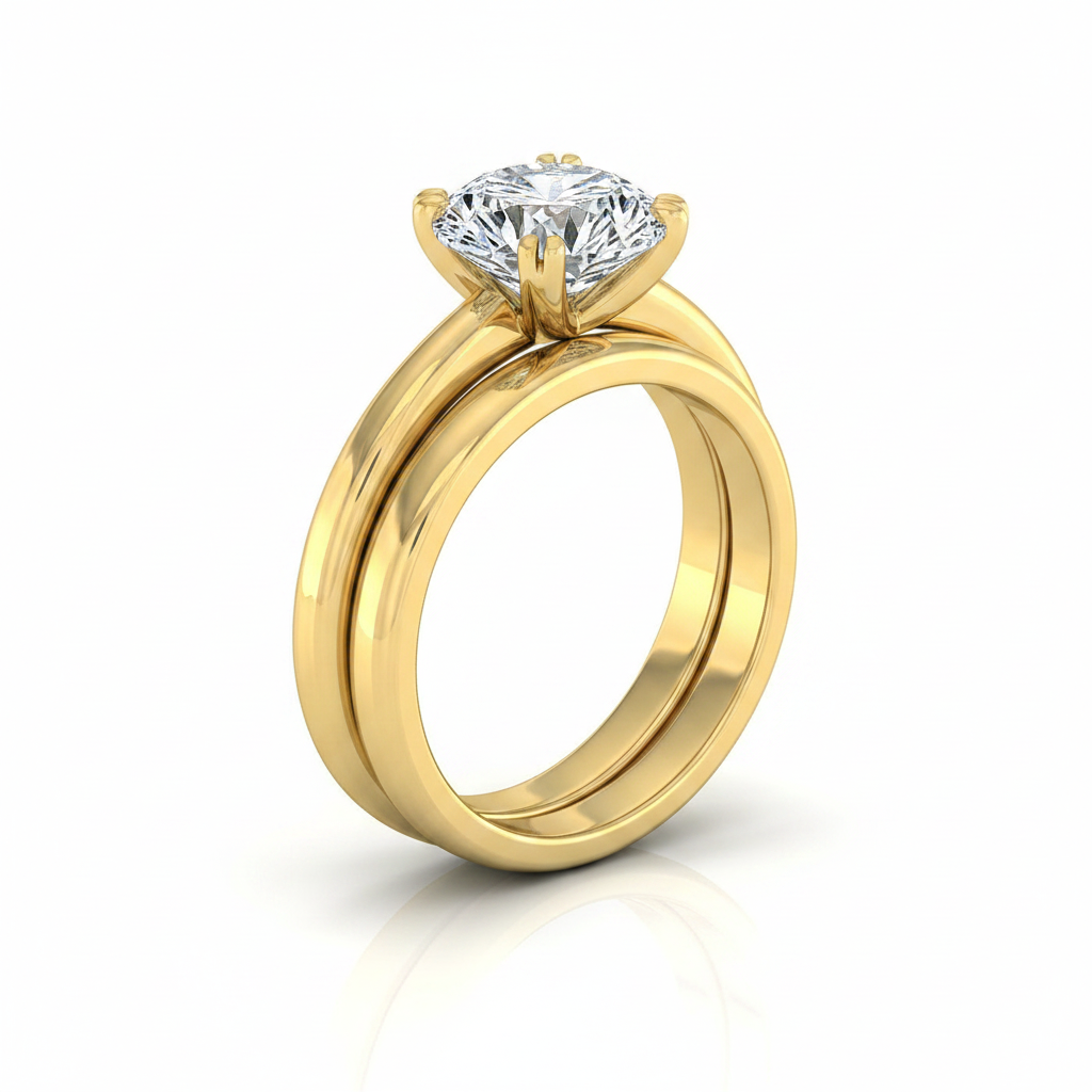 The Spring Matching Wedding Band, Round in 18K Yellow Gold