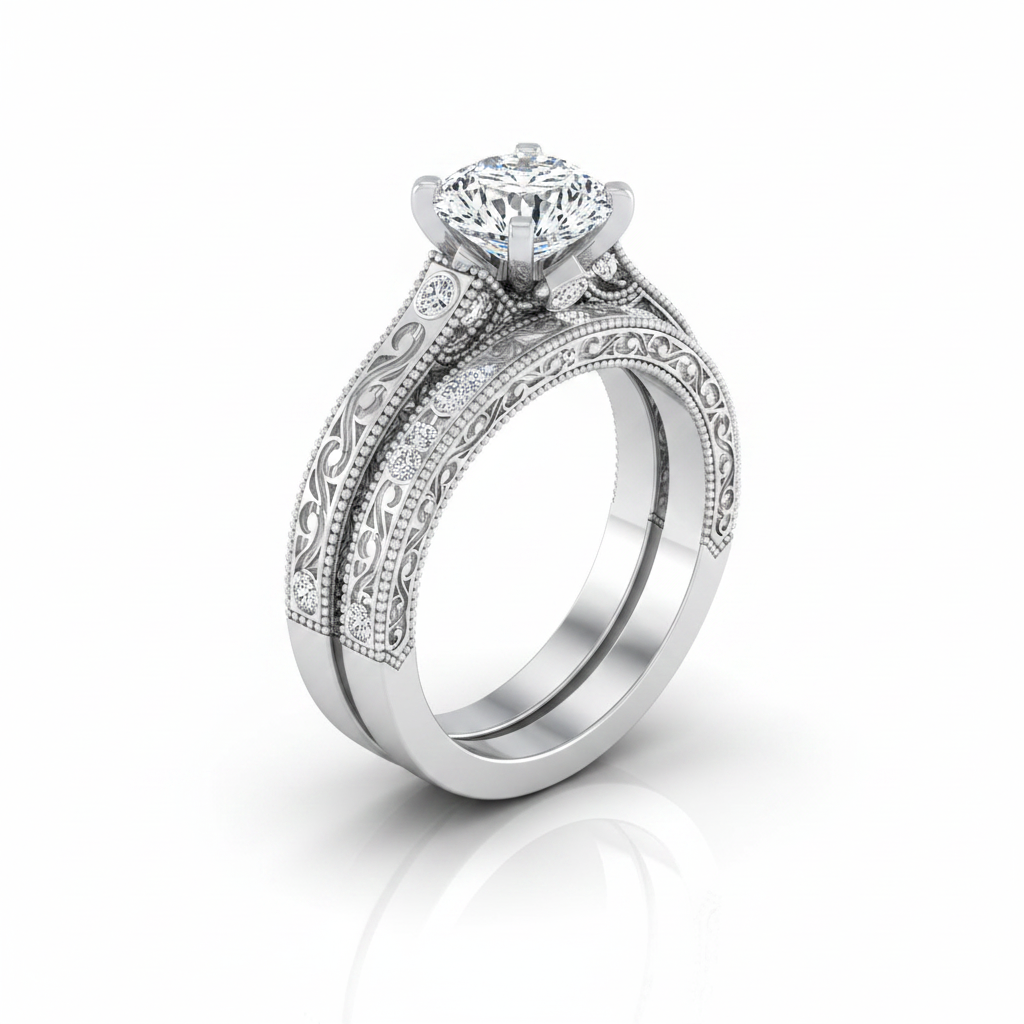 The Stella Matching Wedding Band, Cushion in 18K White Gold