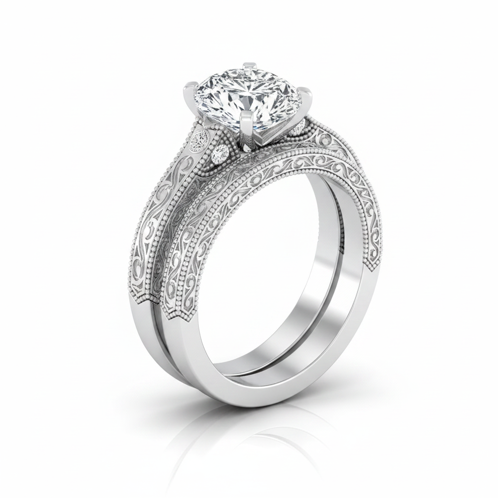 The Stella Matching Wedding Band, Oval in 18K White Gold