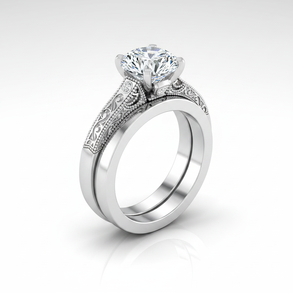 The Stella Matching Wedding Band, Round in Platinum