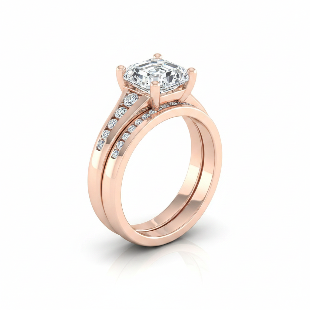 The Stevie Matching Wedding Band, Asscher in 14K Rose Gold | RockHer