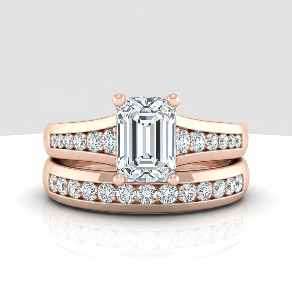 The Stevie Matching Wedding Band, Emerald in 14K Rose Gold | RockHer