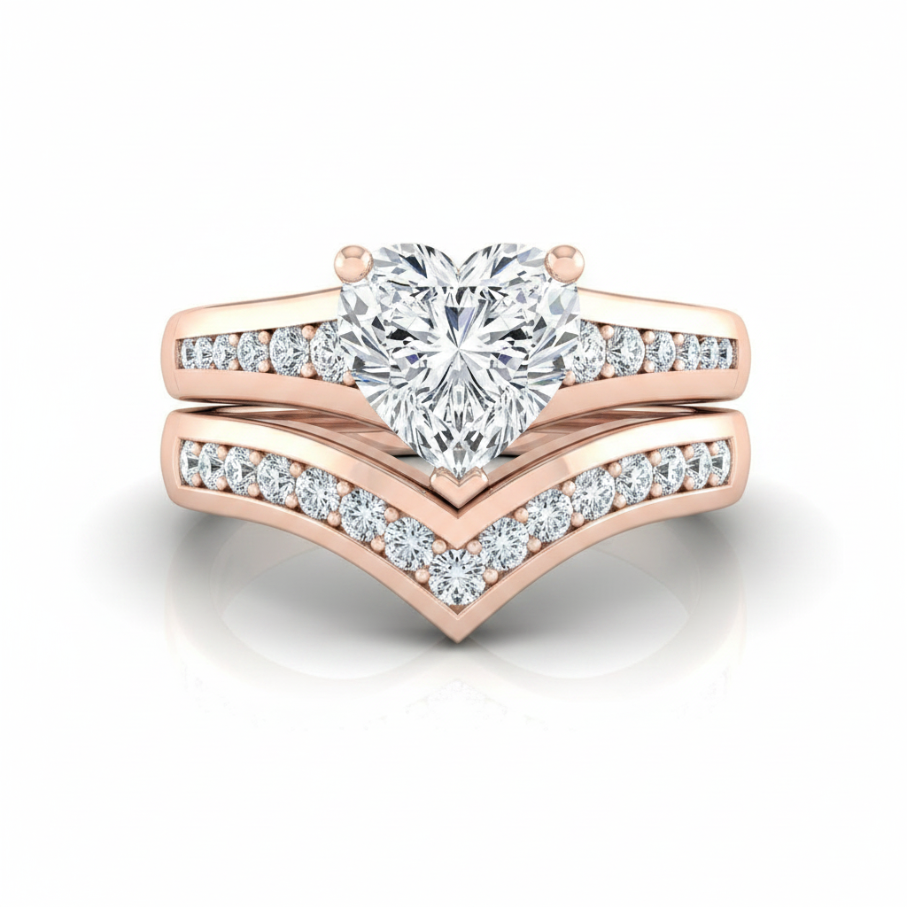 The Stevie Matching Wedding Band, Heart in 14K Rose Gold | RockHer