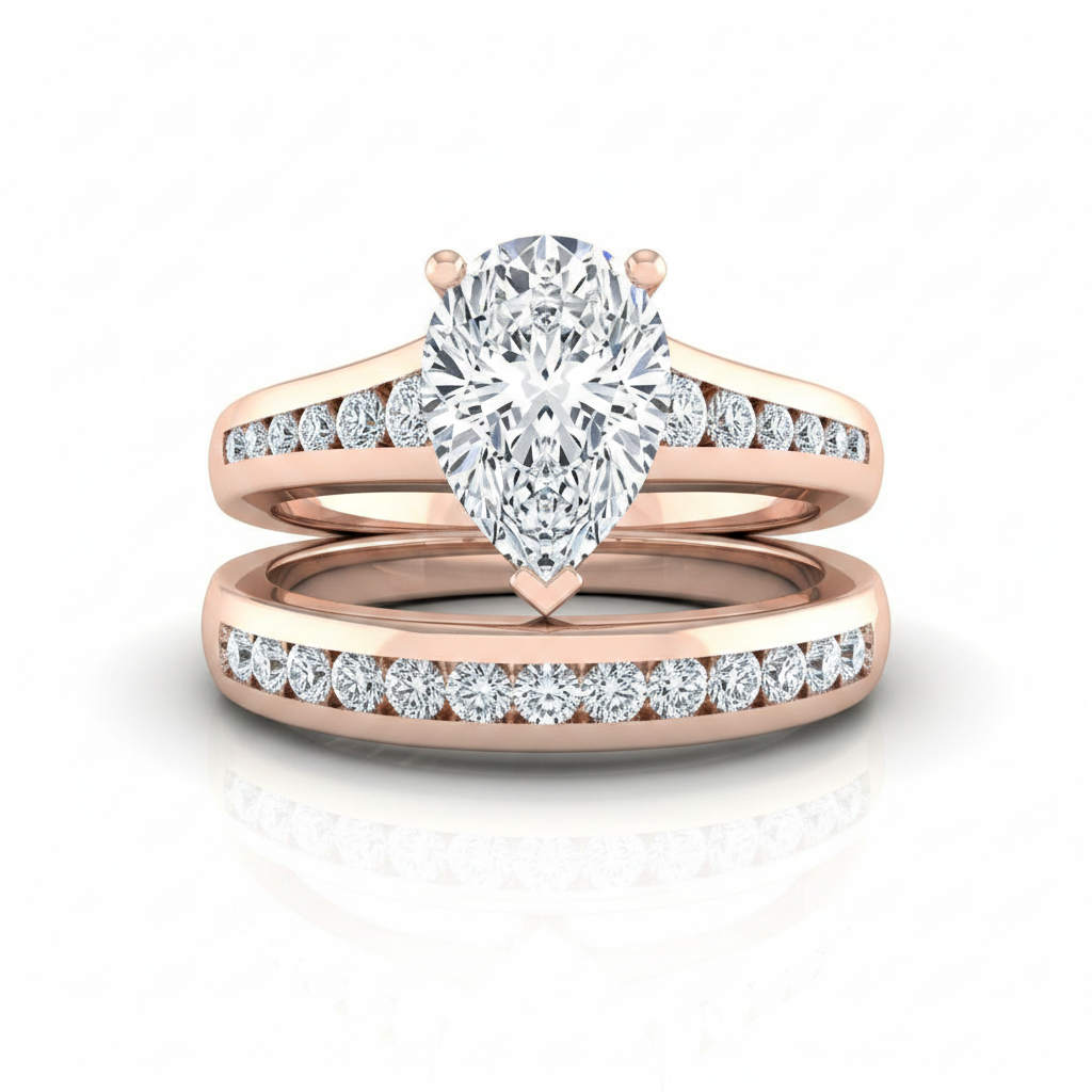 The Stevie Matching Wedding Band, Pear in 14K Rose Gold | RockHer